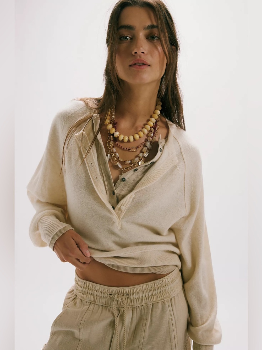 Free People Porta Cashmere Henley Sweater - Picture 5 of 9